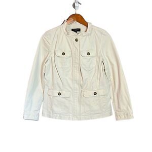 NWT! Talbots cream biege zip up coat. Size 4 petite